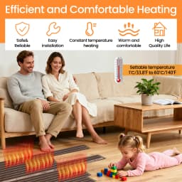 Underfloor Heating Mat 220W/m², 9.84-16.4 sqft Electric Radiant Floor Heating Film with Thermostat Below Laminate Wood