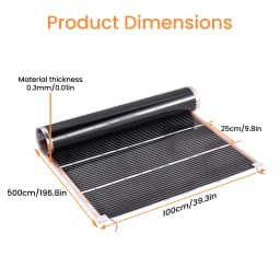 Underfloor Heating Mat 220W/m², 9.84-16.4 sqft Electric Radiant Floor Heating Film with Thermostat Below Laminate Wood