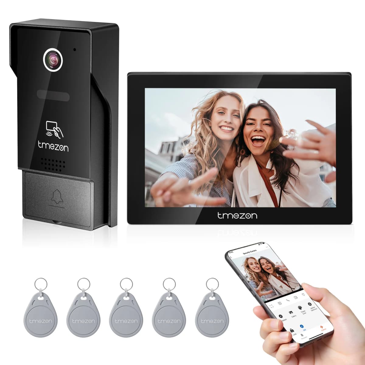 TMEZON Digital Video Intercom System for Home 7 Inch Wireless WIFI Monitor 1080P Doorphone Camera Video Doorbell Card Tuya Unlock