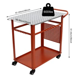 36" * 24" Welding Table, 2 Tiers Welding Workbench Table, 800Lbs Load Capacity, Movable Steel Work Bench with 4 Wheels