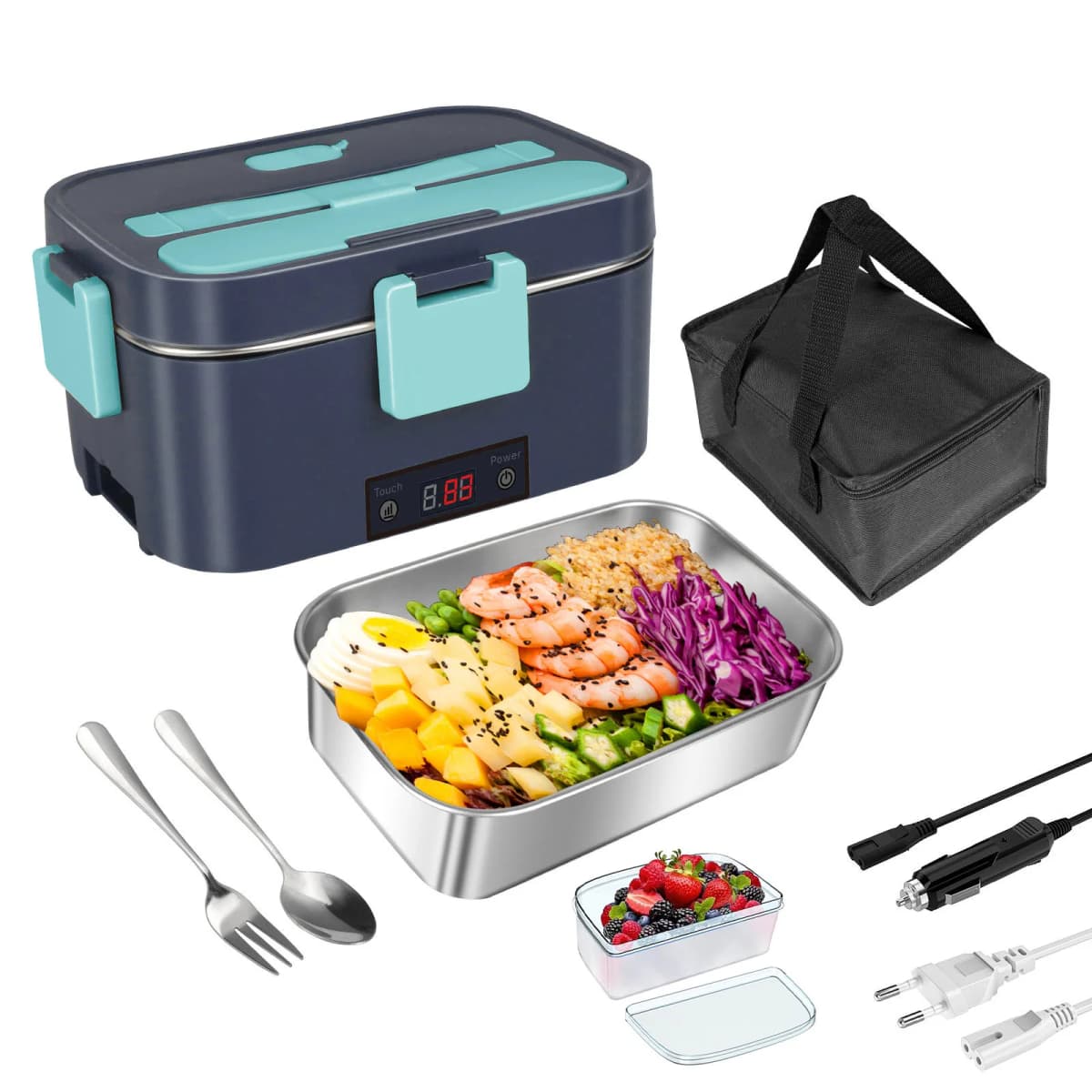 2.5L 60W Electric Lunch Box Heater, Portable Leak-Proof Food Warmer for Office Car Truck Travel Home, Microwave Safe Bento Box