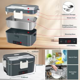 2.5L 60W Electric Lunch Box Heater, Portable Leak-Proof Food Warmer for Office Car Truck Travel Home, Microwave Safe Bento Box