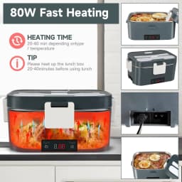 2.5L 60W Electric Lunch Box Heater, Portable Leak-Proof Food Warmer for Office Car Truck Travel Home, Microwave Safe Bento Box
