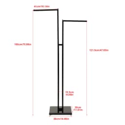 2 Way Straight Arm Clothing Stand Display Heavy Duty 48" to 72" Adjustable Clothing Rack Black Straight Arm Clothing Stand