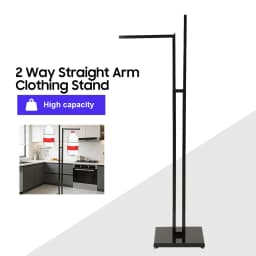 2 Way Straight Arm Clothing Stand Display Heavy Duty 48" to 72" Adjustable Clothing Rack Black Straight Arm Clothing Stand