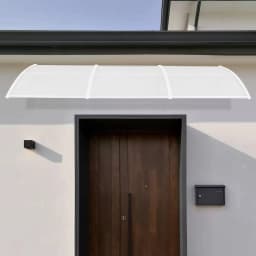 Front Door Arched Canopy Outdoor Shelter Aluminum PP+PC Clear White Wall Mounted -30~200°C Temperature Resistant for Entrance Ba