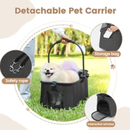 3-in-1 Foldable Pet Stroller | Detachable Carrier & Car Seat for Small Dogs & Cats, Lightweight Travel Stroller with Mesh Window