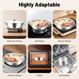 Divided Hot Pot,Stainless Steel Polished Rustproof Cookware Fast Heating Compatible with All Stoves for Gathering Daily Cooking