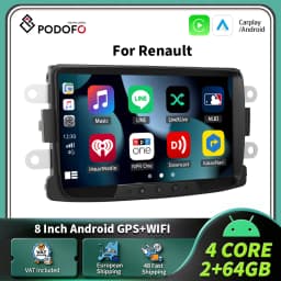 Podofo 8" Carplay Android Car Radio For Renault Car Intelligent System 2 Din GPS Navigation RDS Multimedia Car Radio