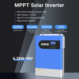 ANENJI 6.2KW Off-Grid Solar Inverter 12 Units Wifi Parallel Pure Sine Wave MPPT 120A & WiFi 500V PV Input for PV Solar Panel