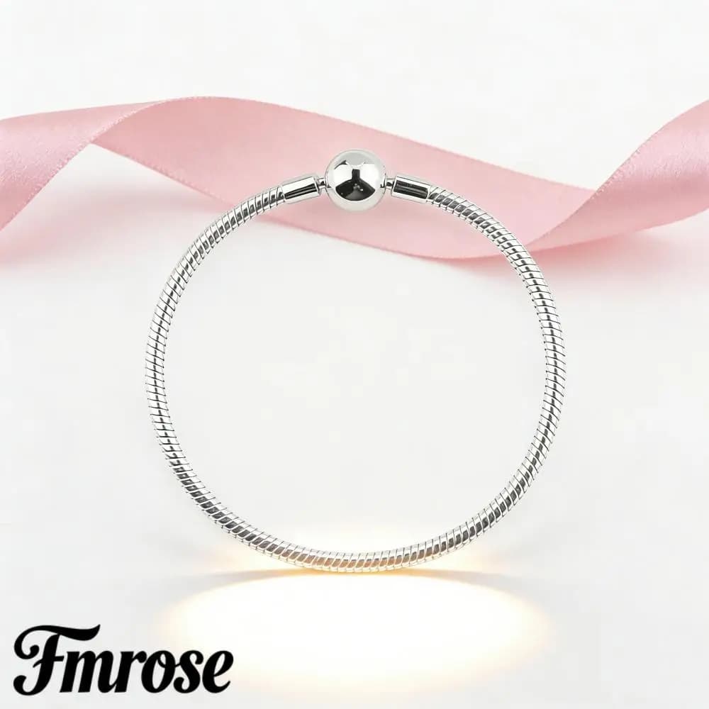 Original Fmrose 925 Sterling Silver Bracelets Round Bead Clasp Pave CZ Bracelets For Women DIY Jewelry Party Gifts 17-20CM