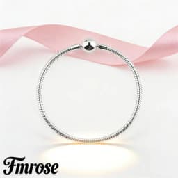 Original Fmrose 925 Sterling Silver Bracelets Round Bead Clasp Pave CZ Bracelets For Women DIY Jewelry Party Gifts 17-20CM