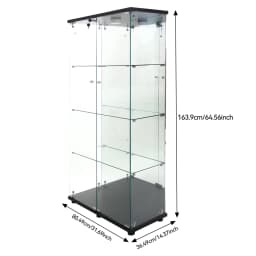 Anajqaqia Glass Display Case, 2 Doors, 4 Shelves, with LED Lights, 80.49 X 36.49 X 163.9 cm, Black