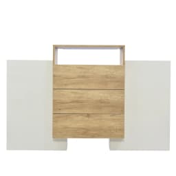 PINGGO Modern Sideboard High Gloss White Wood Color Chest of Drawers Multicolored LED Light Effects Stylish Storage Solution