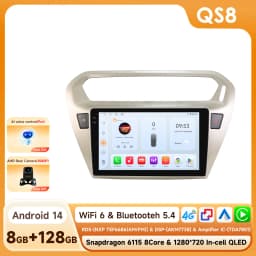 Hizpo 8g 128g 2Din Android 14 Car Radio for Peugeot 301/Citroen C-Elysee Elysee 2013-2018 Ai Car Multimedia Gps 4g Carplay 6115