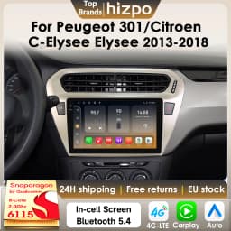 Hizpo 8g 128g 2Din Android 14 Car Radio for Peugeot 301/Citroen C-Elysee Elysee 2013-2018 Ai Car Multimedia Gps 4g Carplay 6115