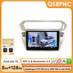 Hizpo 8g 128g 2Din Android 14 Car Radio for Peugeot 301/Citroen C-Elysee Elysee 2013-2018 Ai Car Multimedia Gps 4g Carplay 6115