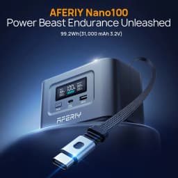 AFERIY Nano100 Portable Power Station,99.2Wh100W Telescopic Type-C Cable,1.5h Full Charge, 3000 + Cycles LiFePO4 Battery