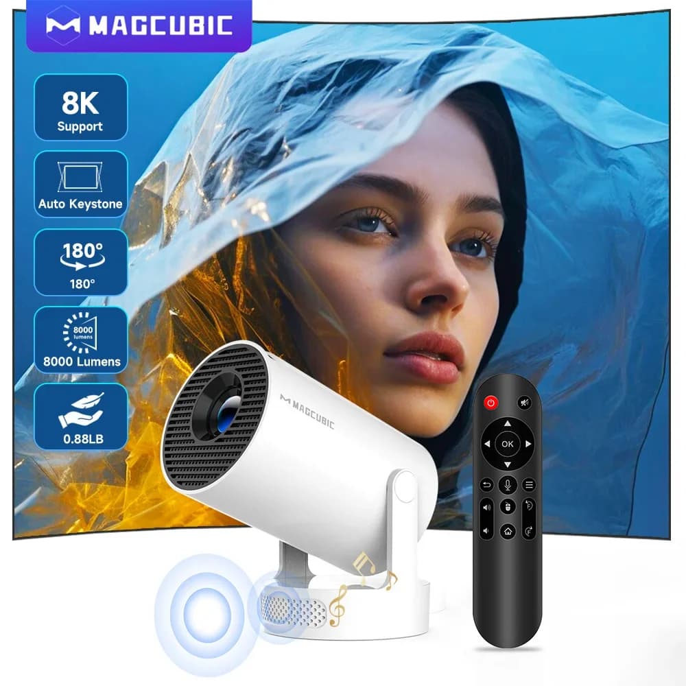 Magcubic HY300 Pro+ Voice Control Projector 8K Android 14 Beam 8000 Lumens Wifi6 BT5.4 Cinema Outdoor Portable Add Airmouse