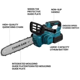 12 Inch 1500W Brushless Electric Chainsaw Cordless Wood Cutting Garden Logging Saw For Makita 21V Battery Pin