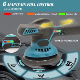 OWJHE Cordless Car Polisher 6 Gears Adjustable Auto Electric Waxing Sanding Sealing Glaze Power Tool Fit Makita 21v Battery Pin