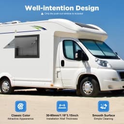 RV Push Out Window 65° Opening Tempered Glass RV Window for Camper Van Caravan with Screen Lockable Handle 23.62x17.72in
