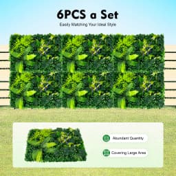 6PCS Artificial Greenery Wall Panels, Realistic Plastic Hedge Screen, Vertical Garden for Home Garden Balcony Decoration