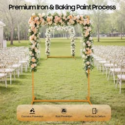 6.6x4.9FT Yellow Wedding Arch Metal Stand with Base - 25 Square Tube Iron Baking Paint, Easy Assemble Detachable for Wedding