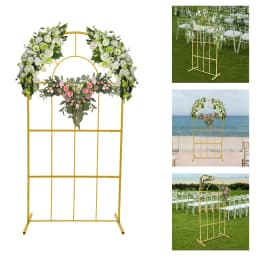 2x1m Gold Metal Wedding Arches, Wedding Arch Backdrop Stand for Ceremony Gold Balloon Arch Stand for Weddings, Birthday Parties