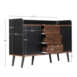 PINGGO Modern Sideboard with Three Drawers Wood Color Storage Rack for Bedroom And Living Room Pear Design