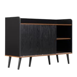 PINGGO Modern Sideboard with Three Drawers Wood Color Storage Rack for Bedroom And Living Room Pear Design