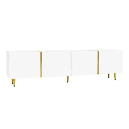 PINGGO Glossy TV Cabinet 170x35x46cm with Four Doors Modern And Elegant White Color