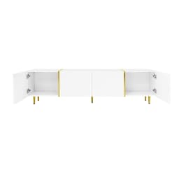 PINGGO Glossy TV Cabinet 170x35x46cm with Four Doors Modern And Elegant White Color