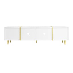 PINGGO Glossy TV Cabinet 170x35x46cm with Four Doors Modern And Elegant White Color