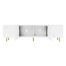 PINGGO Glossy TV Cabinet 170x35x46cm with Four Doors Modern And Elegant White Color