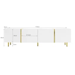 PINGGO Glossy TV Cabinet 170x35x46cm with Four Doors Modern And Elegant White Color