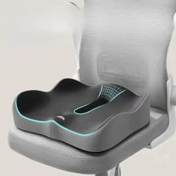 1pc Memory Foam Seat Cushion - 3D Ergonomic Support| Light Green & Grey, Washable Polyester, Car/Office Essentials