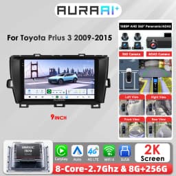 8G+256G Android Car intelligence Screen For Toyota Prius 3 2009-2015 Carplay ADAS 360 Camera Autoradio GPS Stereo 7870 2.7GHz BT