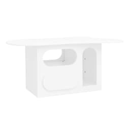 PINGGO Cloud-Shaped Coffee Table 97x45x43.5cm with Drawers Open Storage Compartments Living Room Furniture