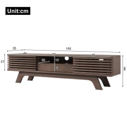 PINGGO Vintage TV Stand Lowboard 150x35x44cm with One Drawer Two Doors Unique Design Wood Color Living Room Storage Cabinet