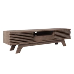 PINGGO Vintage TV Stand Lowboard 150x35x44cm with One Drawer Two Doors Unique Design Wood Color Living Room Storage Cabinet