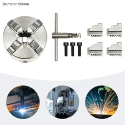 4 Jaw 100mm 3.94ft Independent Self-Centering Lathe Manual Scroll Chuck for Mini Mechanical Lathe Wood Process