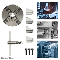 4 Jaw 100mm 3.94ft Independent Self-Centering Lathe Manual Scroll Chuck for Mini Mechanical Lathe Wood Process