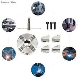 4 Jaw 100mm 3.94ft Independent Self-Centering Lathe Manual Scroll Chuck for Mini Mechanical Lathe Wood Process
