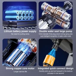 300W 26Bar Cordless High Pressure Washer, Portable Electric Spray Gun for Car/Home/Garden, Rechargeable Battery-Powered Water Cl