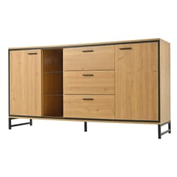 PINGGO Modern Wooden Side Cabinet with Three Drawers - Elegant Carved Storage Console - Stylish And Practical Home Furniture
