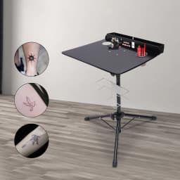 Height Adjustable Desk Stable Tattoo Work Station Collapsible Tripod Tray Stand Workbench Black