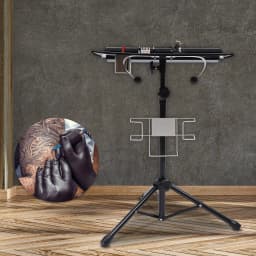 Height Adjustable Desk Stable Tattoo Work Station Collapsible Tripod Tray Stand Workbench Black
