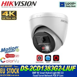 Hikvision DS-2CD1383G2-LIUF 8MP ColorVu Smart Hybrid Light POE IP Camera MD 2.0 Human Vehicle Detect MIC SD Slot IP67 CCTV IPC