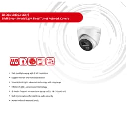 Hikvision DS-2CD1383G2-LIUF 8MP ColorVu Smart Hybrid Light POE IP Camera MD 2.0 Human Vehicle Detect MIC SD Slot IP67 CCTV IPC